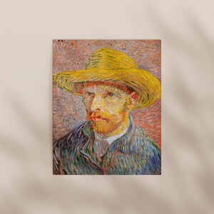 The image is a painting of a man wearing a straw hat, with a distinctive red beard.