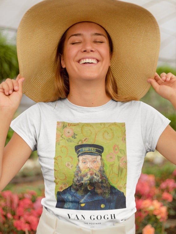 Vincent Van Gogh T-Shirt: The Postman / Joseph Roulin (100% Organic Ringspun Combed Cotton) Classic White / Vintage Beige Color Options