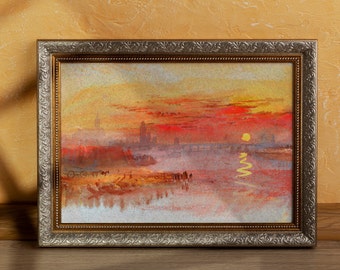 J. M. W. ターナー - 緋色の夕焼け（古典ロマン派絵画の高解像度