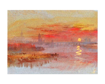 J. M. W. ターナー - 緋色の夕焼け（古典ロマン派絵画の高解像度