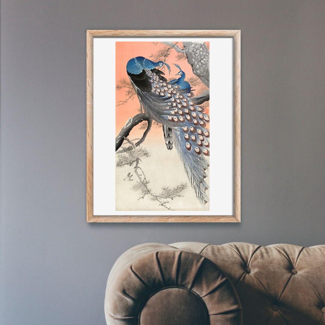 OHARA KOSON Two Peacocks on Tree Branch japanese Ukiyo-e - Etsy