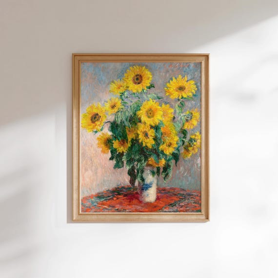 Claude Monet 'Bouquet of Sunflowers' Print | Botanical Fine Art Print | Floral Wall Art, Framed or Unframed