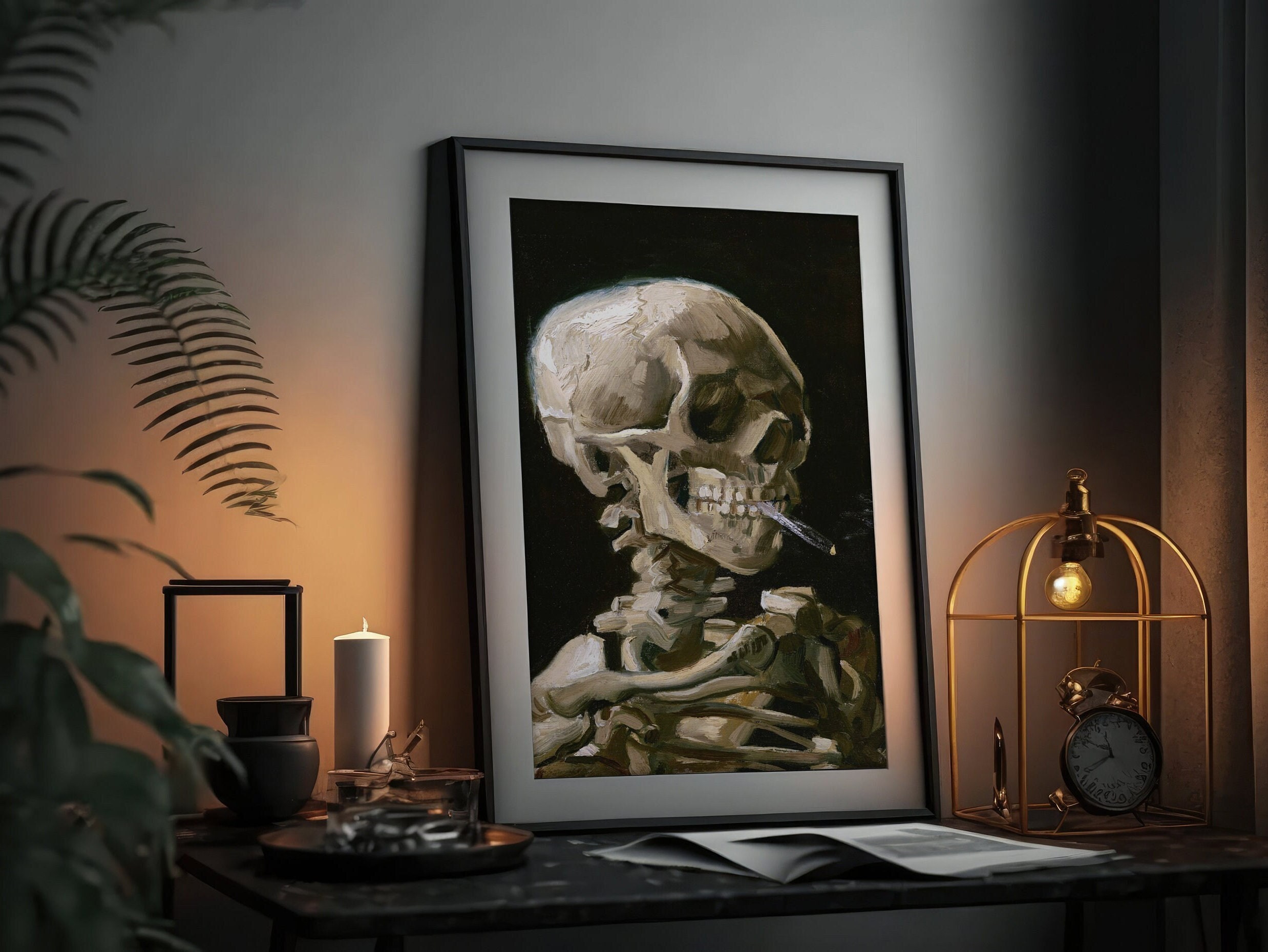 Skeleton Smoking A Cigarette Van Gogh