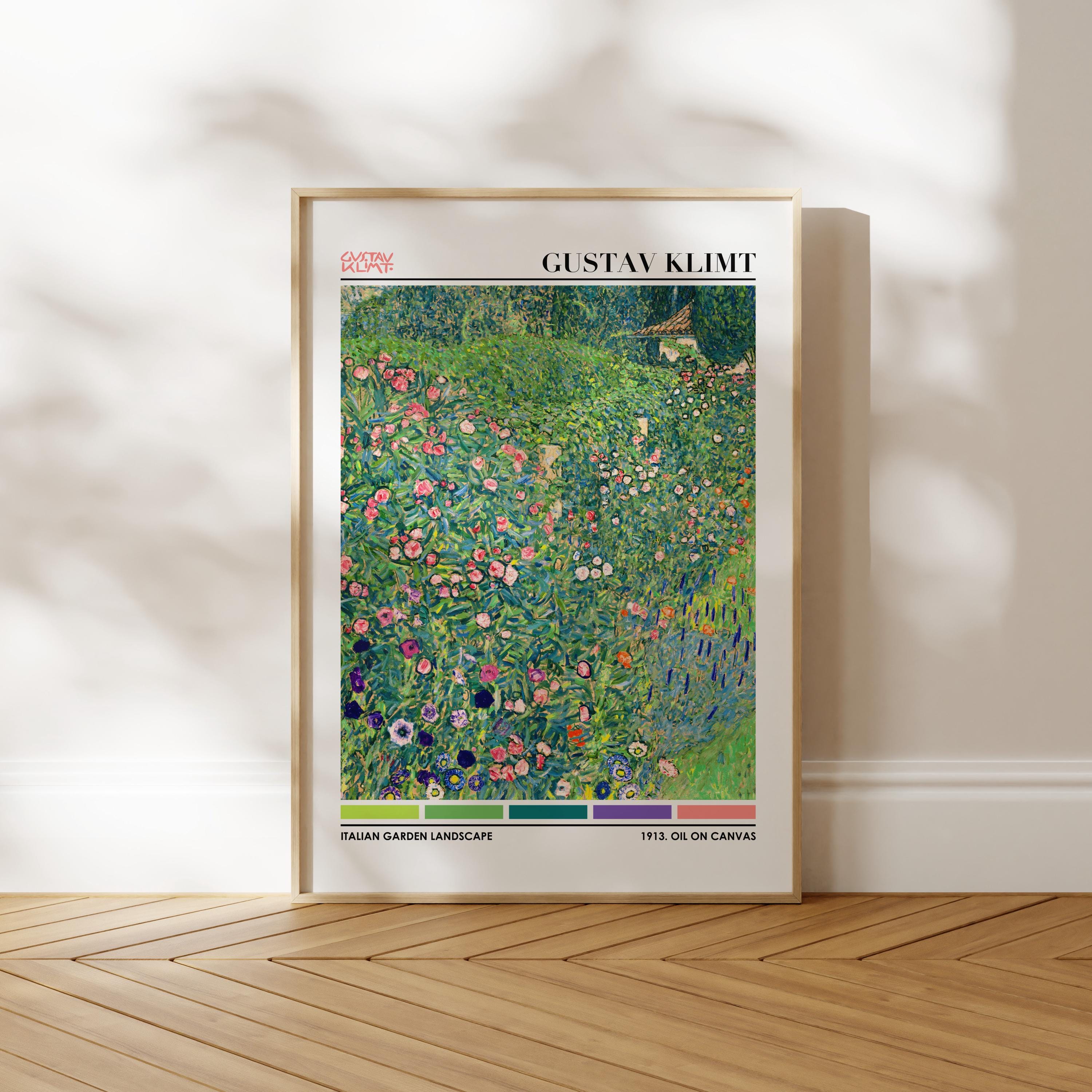 Italian Garden Di Gustav Klimt – Stampa Su Tela Con Cornice, 76x50 Cm, Pronta Da Appendere, Colori Verdi E Panna, Made In UK - 2