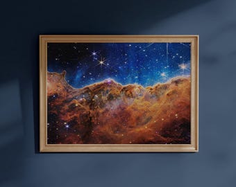 Lámina "Acantilados Cósmicos" de la NASA / Lámina artística del Telescopio Espacial James Webb / Arte mural de astronomía, con o sin marco