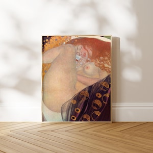 Gustav Klimt Print: Danae (Premium Giclée Art Print of Classic Art Nouveau Painting) Woman Wall Art / Home Decor, Framed or Unframed