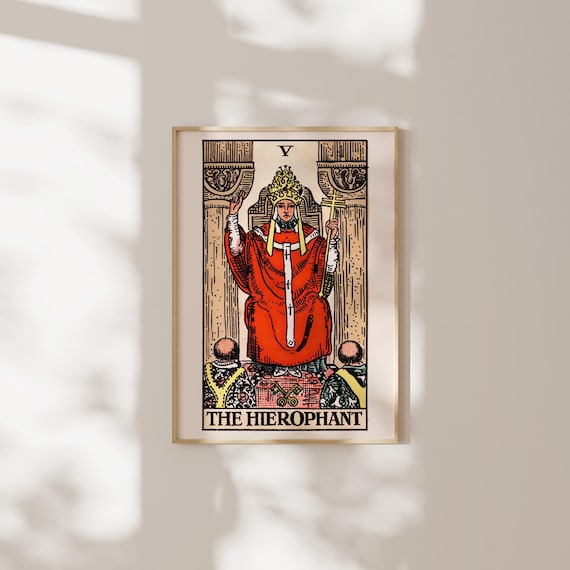 Tarot Print: V the Hierophant (premium Giclée Art Print of Vintage