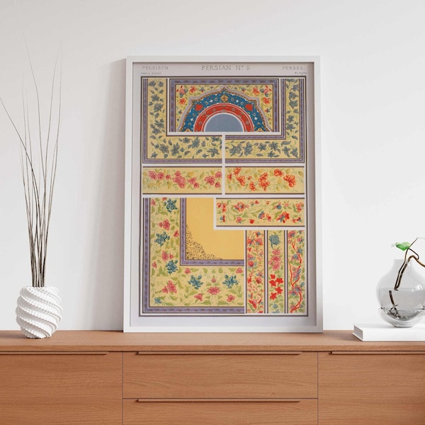 OWEN JONES - Persian No. 5 From 'The Grammar Of Ornament’ A4 A3 A2 Hi Res Giclée Art Print, also available Framed