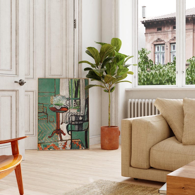 Henri Matisse Druck: Das Fenster (Premium Giclée Kunstdruck moderne abstrakte grüne Innenmalerei) Wandkunst / Wohnkultur mit oder ohne Rahmen verfügbar Bild 2