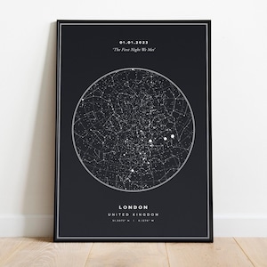 Impresión de mapa estelar personalizada (regalo personalizado con mensaje, ubicación y coordenadas) Impresión artística Giclée Arte de pared / Decoración del hogar, disponible enmarcado