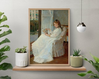 Berthe Morisot Print: The Artist's Sister At A Window (Premium Giclée Art Print of Classic Painting) Wall Art / Home Decor available Framed