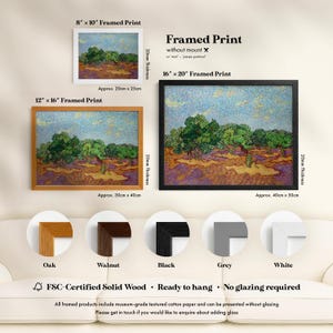 The image is a framed print advertisement for artwork, featuring a variety of framed prints in different sizes and colors.