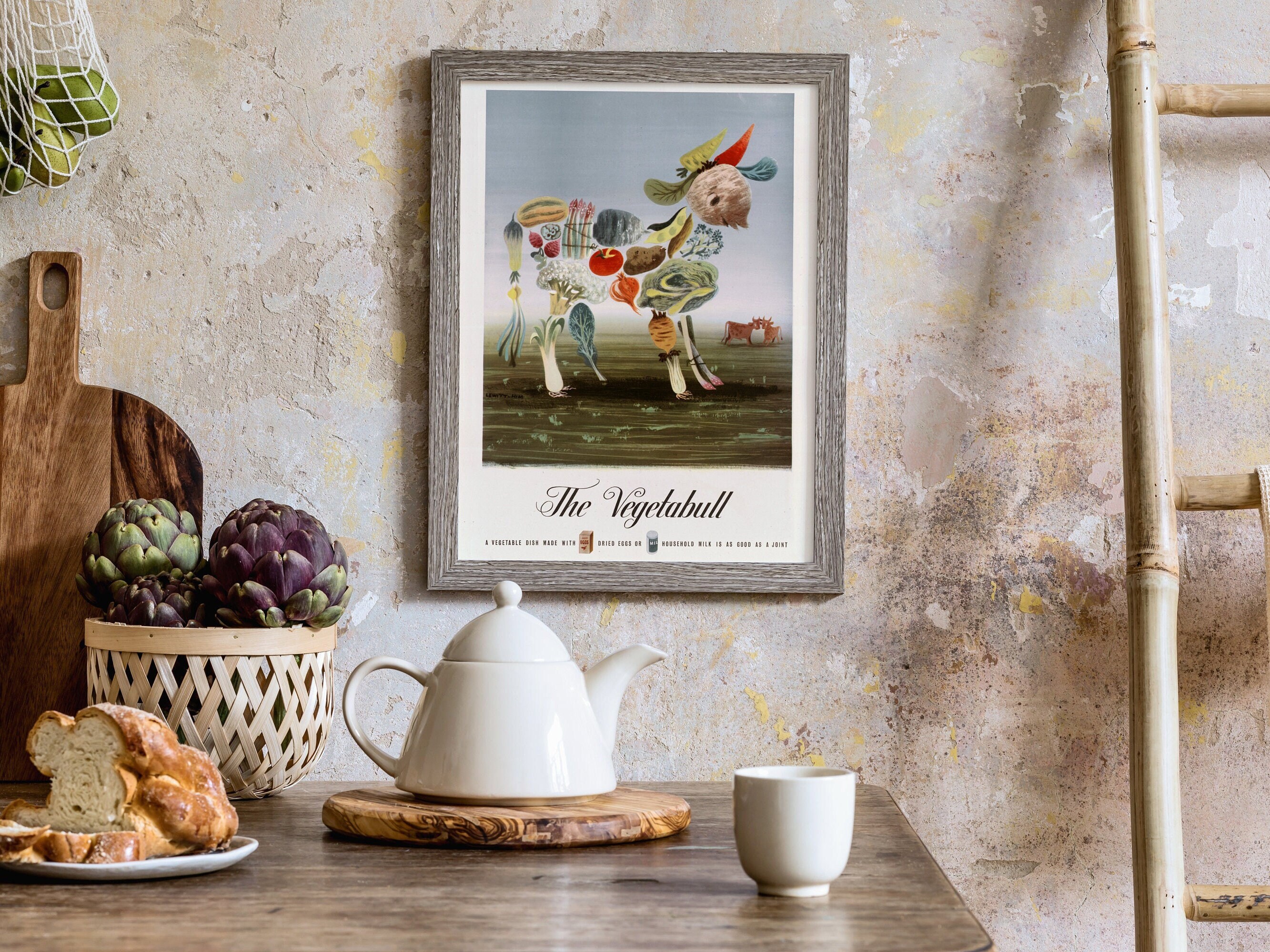 The Vegetabull (vintage WWII / Vegetarian Poster by Lewitt-him) Hi