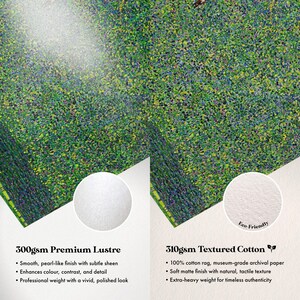 The image is a collage of two images, each depicting a different type of paper: a smooth, pearl-like finish with subtle sheen and a textured cotton paper.