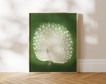 Japanese Art: Peacock by Ohara Koson (Premium Giclée Art Print of Green Animal / Bird Art) Wall Art / Home Decor available Framed