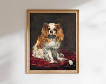 Estampe « Épagneul King Charles » d’Édouard Manet | Portrait de chien vintage | Reproduction d’art impressionniste française, encadrée ou non