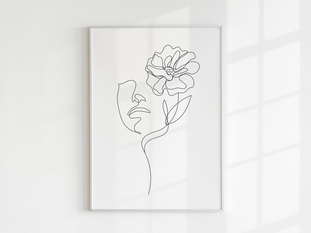 Woman & Flower Line Art Print 01 (contemporary / Minimalist Picasso ...