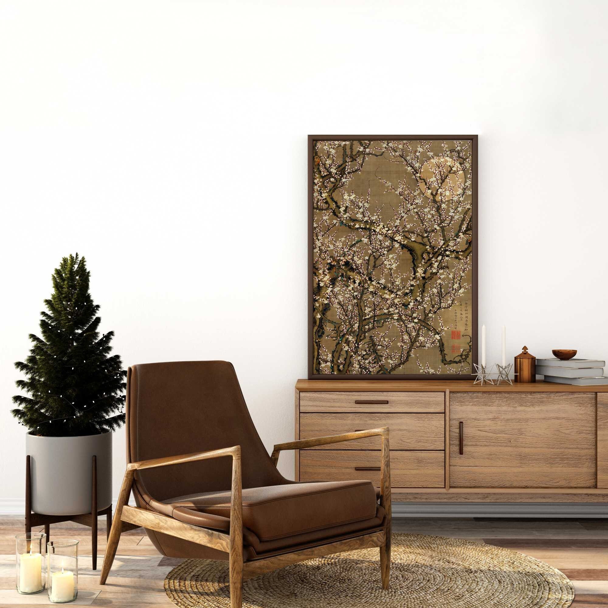 Itō Jakuchu White Plum Blossoms And Moon Traditional Etsy Denmark