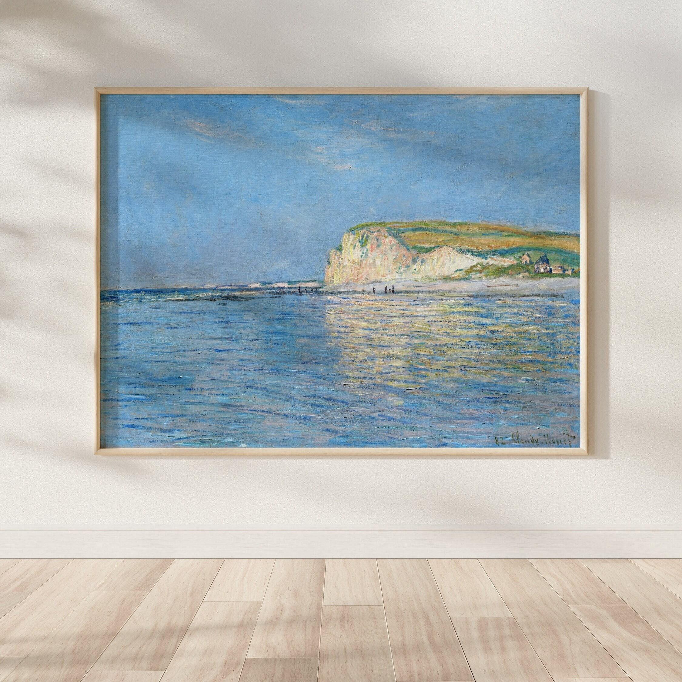 クロード・モネの版画：プールヴィルの干潮（古典的な青い海の絵画の