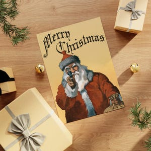 Personalisierte Weihnachtskarte: Weihnachtsmann mit Pistole (Deluxe-Grußkarte mit optionaler benutzerdefinierter Nachricht)
