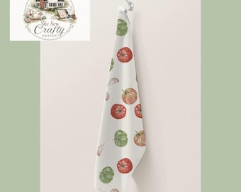 Strofinaccio con pomodori antichi / Strofinaccio da cucina con pomodori ad acquerello / Decorazioni per la cucina in stile rustico / Strofinaccio in stile cottagecore / Biancheria da cucina per la raccolta dell'orto
