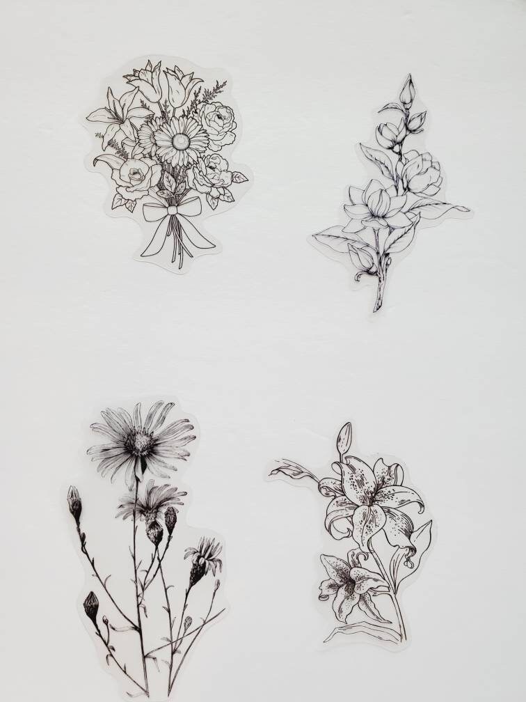 40pcs flower transparent stickers flower plant stickers Etsy