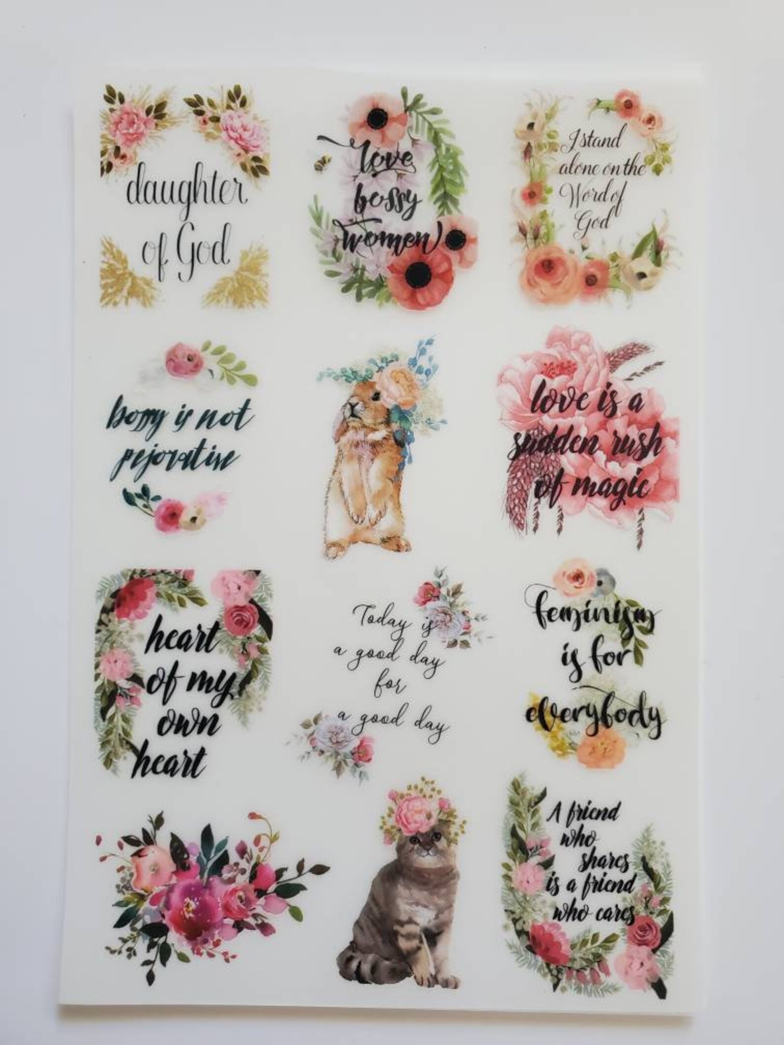 4 sheets Rub ons Transfer stickers inspirational stickers Etsy