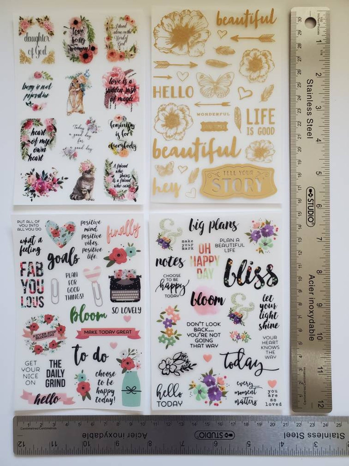 4 sheets Rub ons Transfer stickers inspirational stickers Etsy