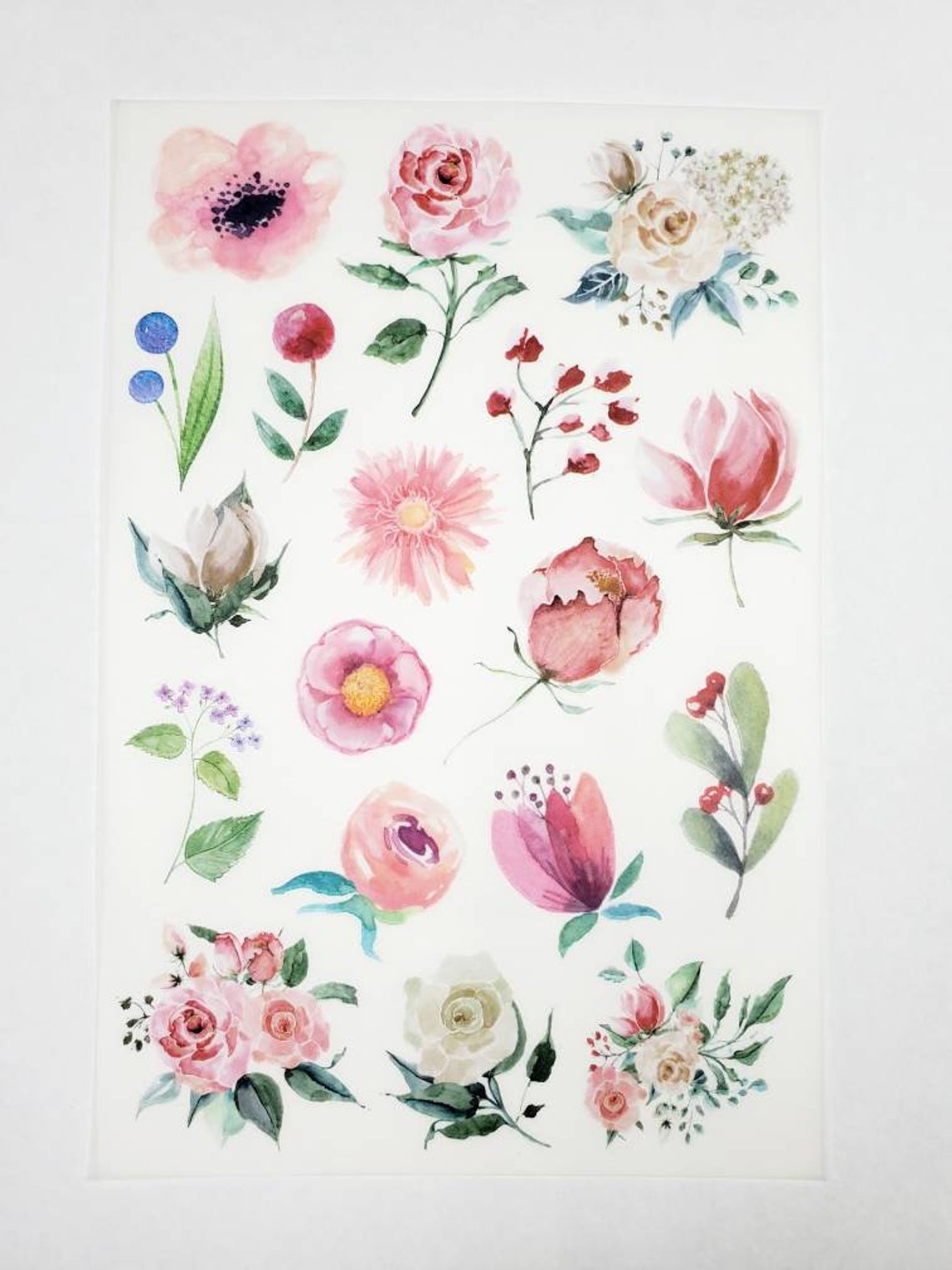 4 Sheets Rub on Transfer Flower Stickers Inspirational Etsy