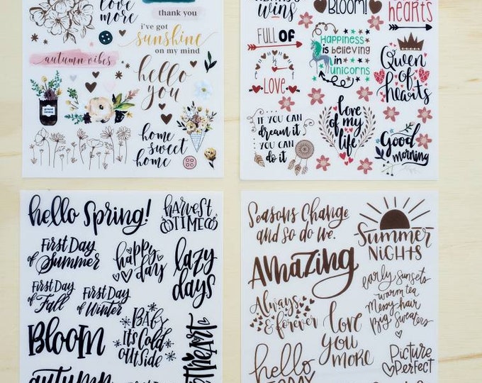 4 Sheets Rub Ons Transfer Stickers Inspirational Stickers Scrapbooking
