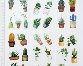 6sheet plant stickers cactus stickers washi stickers decorative tropical stickers floral stickers scrapbooking stickers junk journal