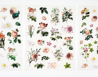 69 flower leaves stickers roses daisy decorative scrapbooking junk journal embellishment ephemera