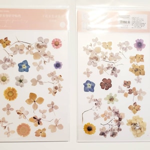 2 feuilles d'autocollants floraux à frotter avec transfert Scrapbooking Fabrication de cartes Journal indésirable Embellissements de l'agenda Décorations fleurs pressées Journalisation