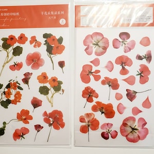 2 feuilles d'autocollants floraux à frotter avec transfert Scrapbooking Fabrication de cartes Journal indésirable Embellissements de l'agenda Décorations fleurs pressées Journalisation