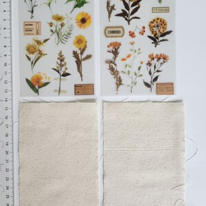 2 feuilles d'autocollants floraux à frotter avec transfert 2 lin en coton Scrapbooking Carterie journal Agenda embellissements décorations fleurs pressées