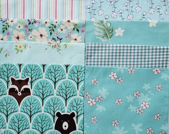 8pc Quilting cotton fabric lot, flower fabric, cotton twill fabric, quilting, sewing, patchwork, 40 by 50 cm, fat quarter