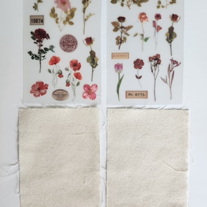 2 feuilles d'autocollants floraux à frotter avec transfert 2 lin en coton Scrapbooking Carterie journal Agenda embellissements décorations fleurs pressées