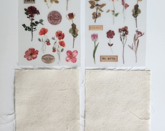 2 Sheets Vintage Rub On Transfer Flower Leaves Stickers 2...