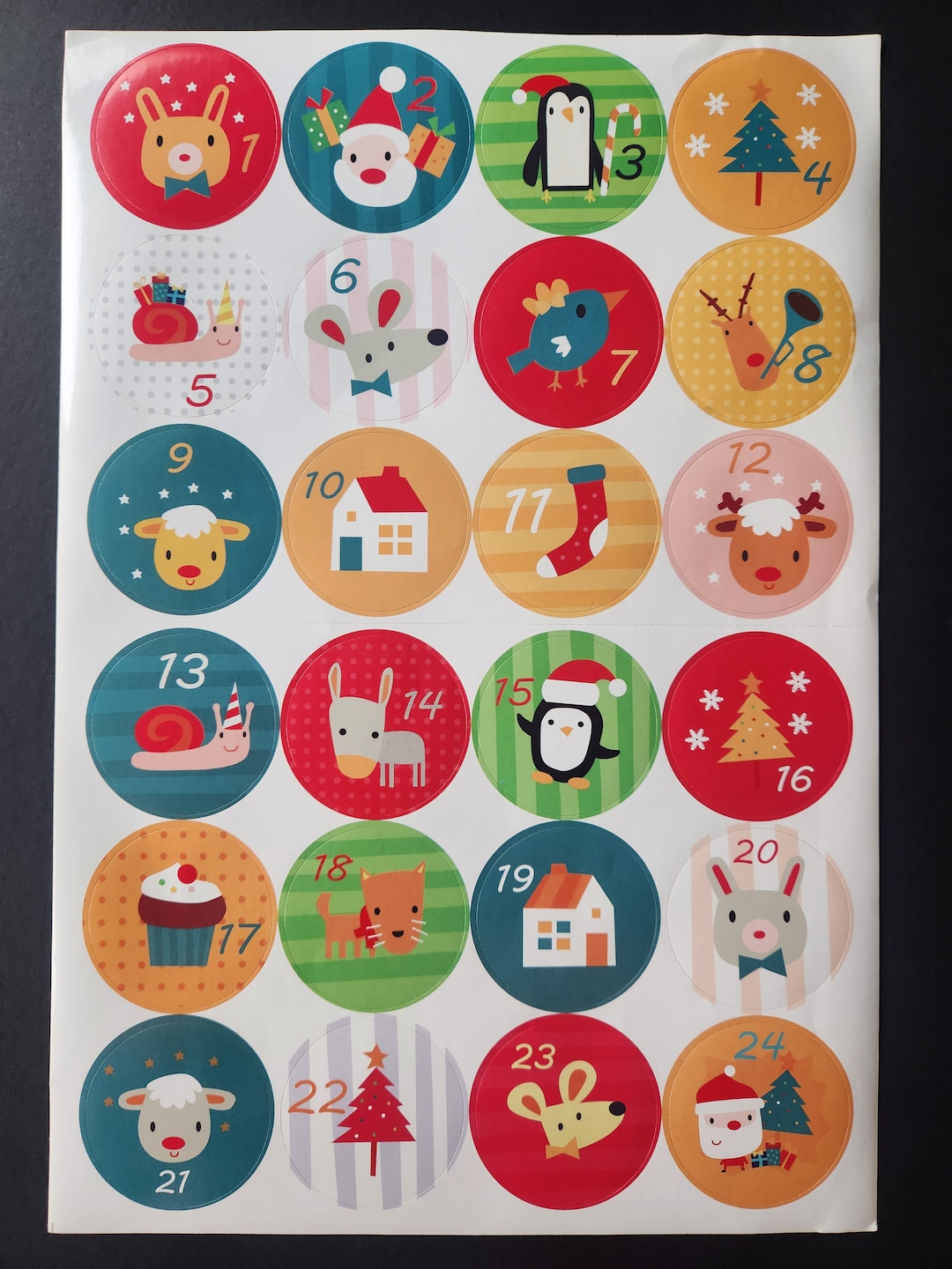 Christmas Advent Stickers 124 Advent Christmas Calendar Etsy