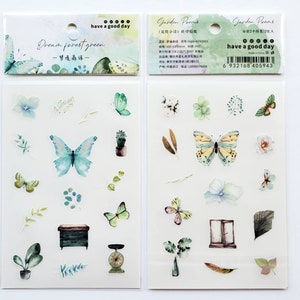 2 feuilles d'autocollants floraux à frictionner, à frotter avec des papillons, pour le scrapbooking, la fabrication de cartes, le carnet de bord, l'agenda, embellissements, décorations éphémères