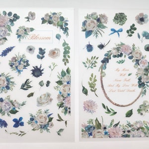 2 feuilles d'autocollants floraux à frictionner, feuilles d'eucalyptus, scrapbooking, fabrication de cartes, bric-à-brac, décorations pour carnets, fleurs pressées