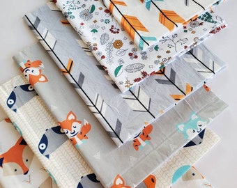 7pc Quilting cotton fabric lot flower fabric cotton twill animal cotton fabric patchwork, 40 by 50 cm, fabric bundle, fat quarter fox fabric