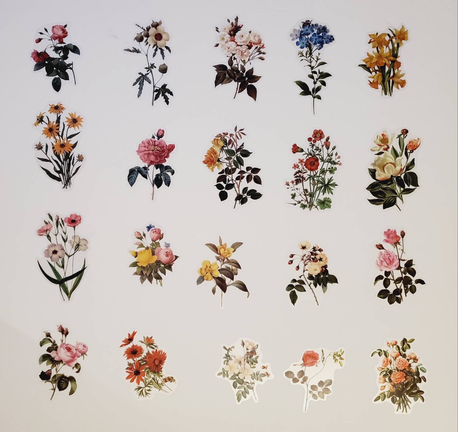 32 Pcs Flower Stickers, Transparent flower stickers, flower