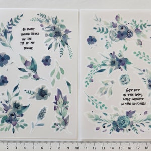 2 feuilles Rub on Transfer fleurs autocollants feuilles eucalyptus Scrapbooking Carterie indésirable Journal embellissements décorations fleurs pressées