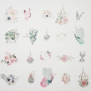 60pcs Flower stickers butterfly  stickers succulent stickers   decorative scrapbooking stickers junk journal embellishment washi stickers