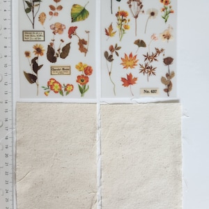2 feuilles d'autocollants floraux à frotter avec transfert 2 lin en coton Scrapbooking Carterie journal Agenda embellissements décorations fleurs pressées