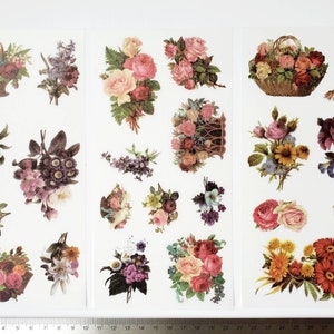 Flower stickers washi stickers bouquet roses decorative semi transparent stickers floral stickers scrapbooking plant stickers junk journal