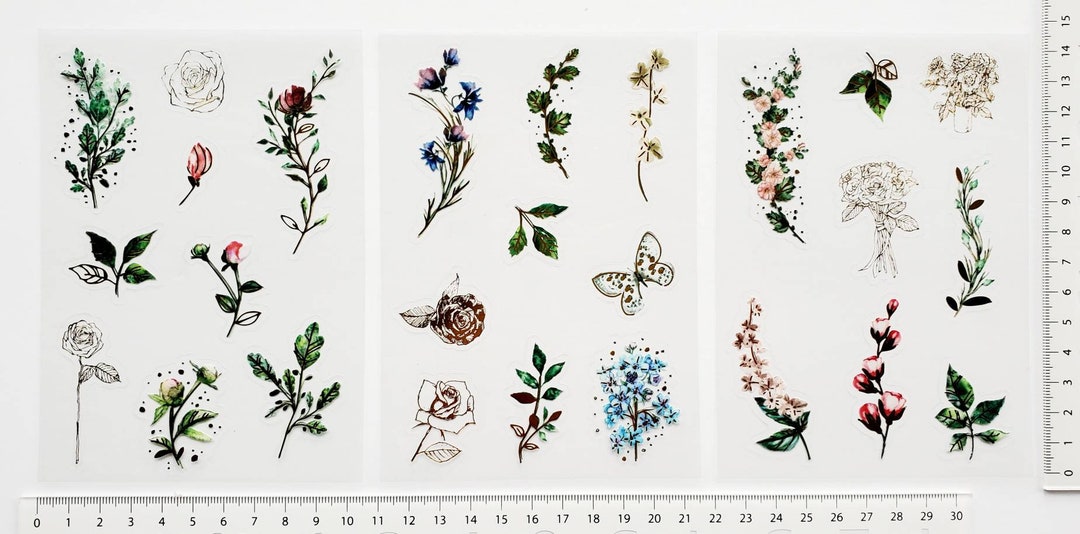 40 PCS Vintage Flowers Stickers Pack, Translucent Flowers Sticker Sack,  Planner, Scrapbooking, Plants, Garden -  Norway