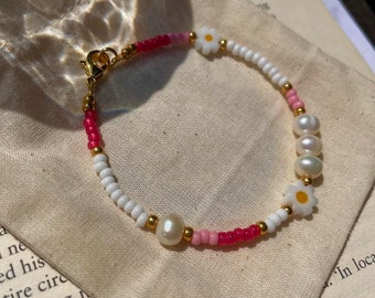 Pulsera de perlas de agua dulce y perlas de semillas - Pulsera de perlas reales y perlas pastel - Pulsera de perlas mixtas - Pulsera de perlas de agua dulce con cuentas