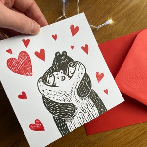Abrazo de oso - Tarjeta de felicitación en blanco con sobre - San Valentín - Amistad - Amor - Envío gratuito en Reino Unido